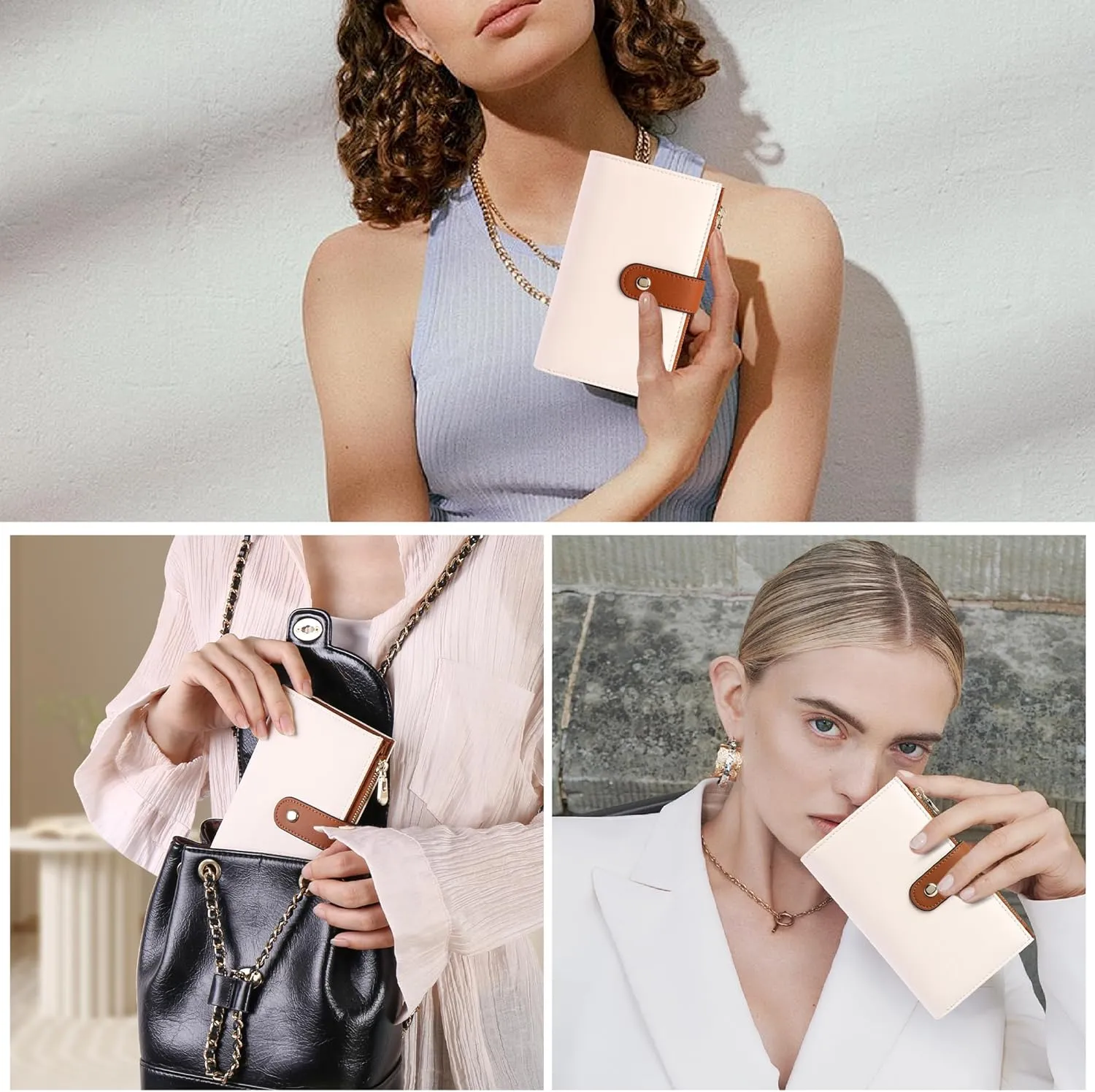 Women's Wallets RFID Blocking Leather Trifold Clutch Wallet Credit Card Holder Ladies Travel Wallet Purse with Pen Holder