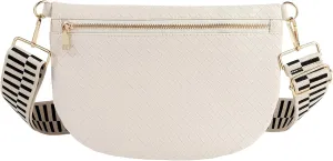 Woven Fanny Packs Belt Bag Sling Bag for Women Woven Leather Bum Bag Crossbody Bag Waist Pack Chest Bag Purse Shoulder Bag for Women-Cream