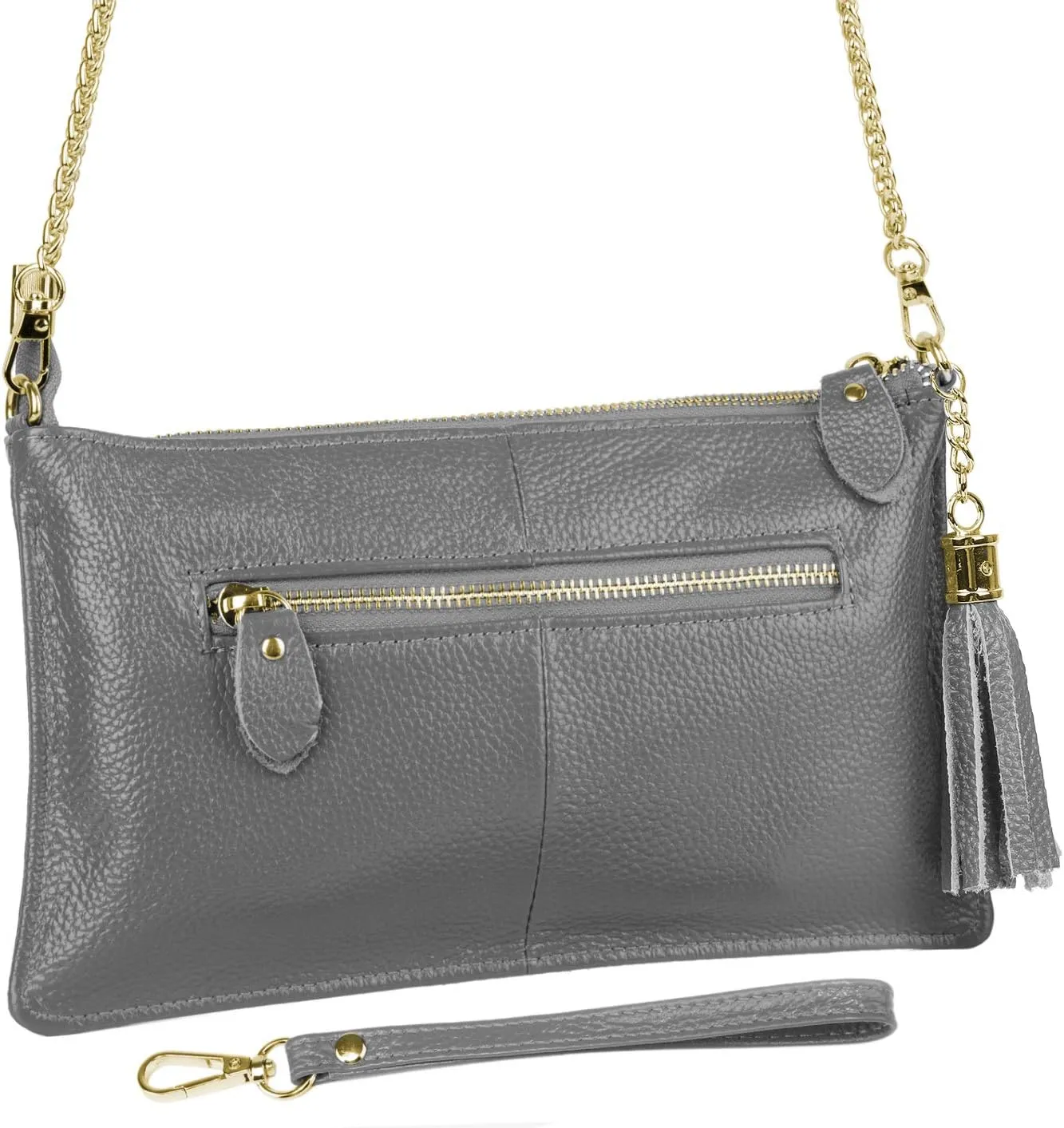 YALUXE Genuine Leather Wristlet Handbags Purses Cell Phone Pocket Clutch Wallet Crossbody Bags for Women